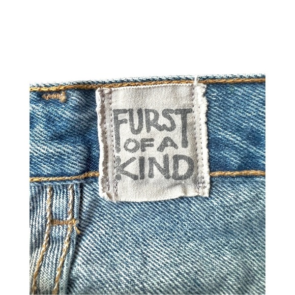 Lf Furst of a Kind Levi’s Upcycled Neon Zipper Mini Denim Skirt Size 29 - Picture 2 of 6